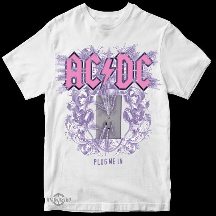 ACDC - PLUG ME IN PUTIH / kaos band / kaos wanita / kaos acdc best seller