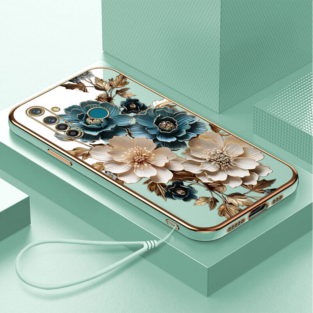 Casing Hp Untuk Realme 5 Pro Lokal Stock Lanyard Gratis Phone Case Softcase Kesing Cassing Bunga 296