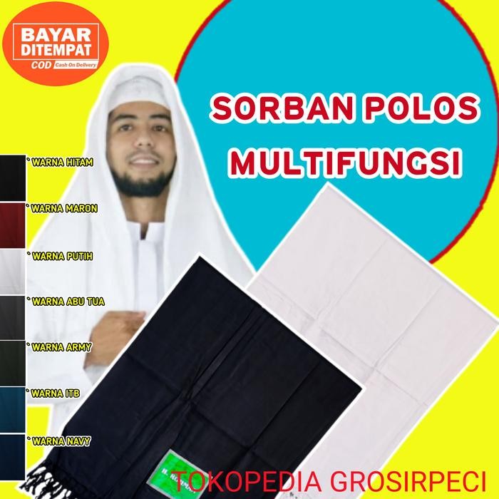 SIAPKIRIM Sorban polos putih hitam multifungsi Sorban warna putih polos terbaru READY STOCK