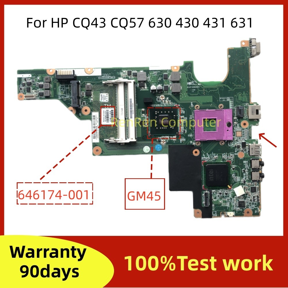 Casing Laptop For HP CQ43 CQ57 630 430 431 631 646174-001 Laptop Motherboard 01014Q000-388-G GM45 UM
