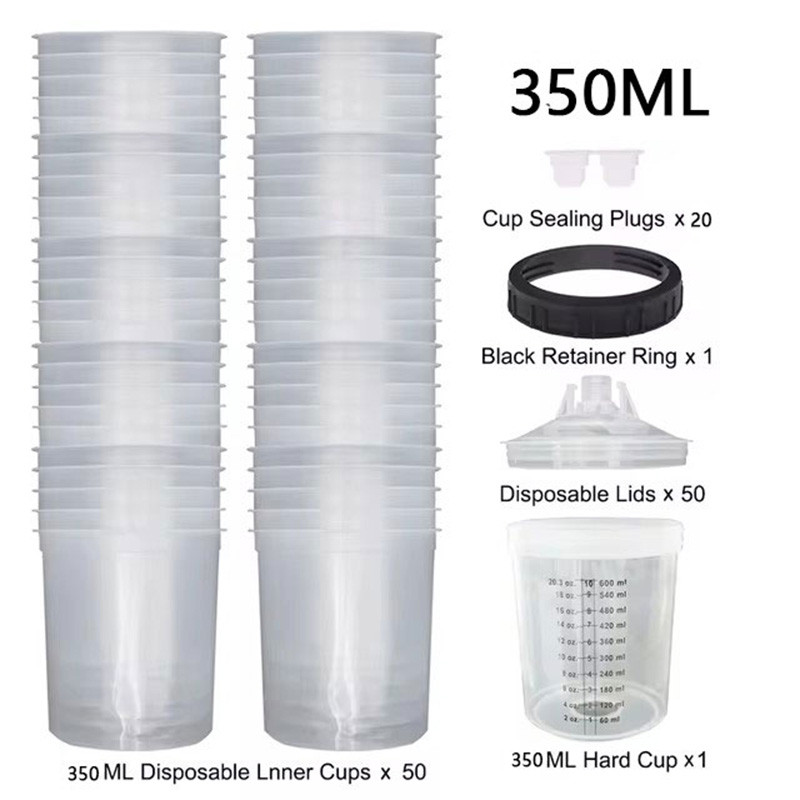 SUTU 50PCS 350/600/800ML Disposable Paint Cup Spray Gun Cup Paint Mixing Tank Type H/O Quick