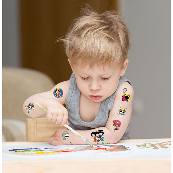 One Piece Tattoo Sticker Children Cute Cartoon Hero Temporary Tattoo Stickers Baby Shower Kids Body 