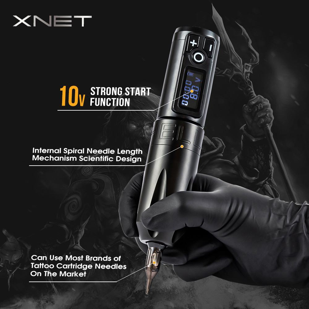 XNET Trident Portable Wireless Battery Tattoo Machine Pen Gun Strong Coreless Motor LED Digital Disp