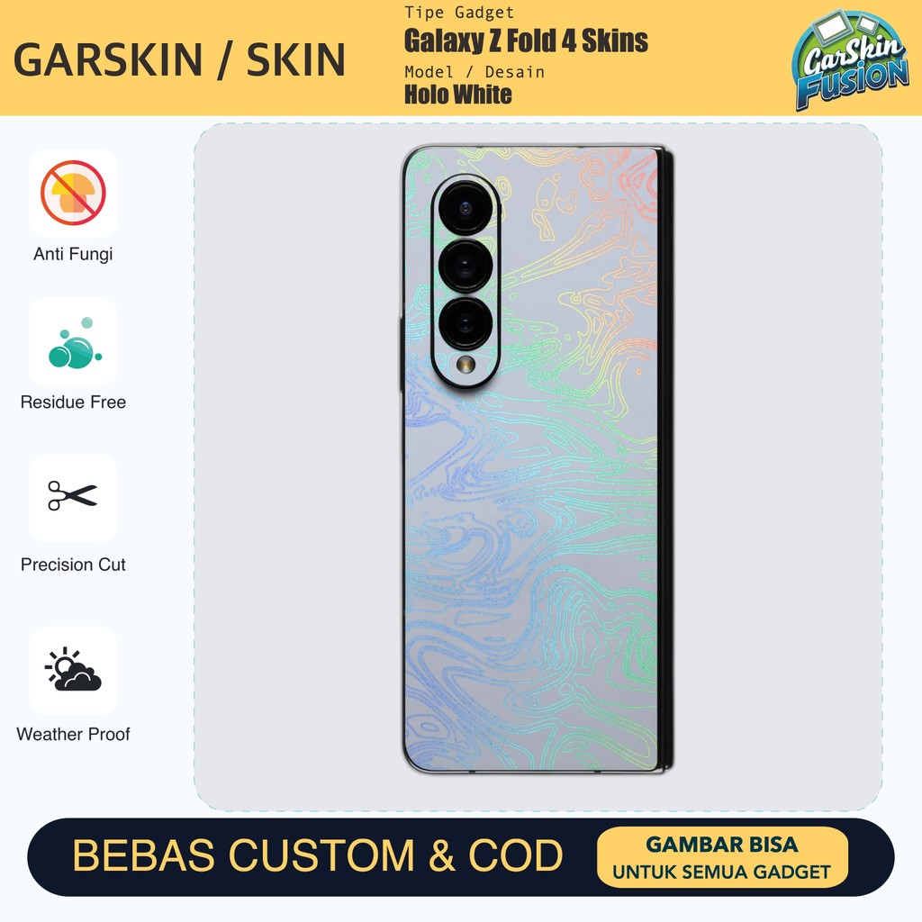 Skin Vinyl Galaxy Z Fold 4 Holo White Anti Scratch Protector Case | by Fusion | Kode - MAOK