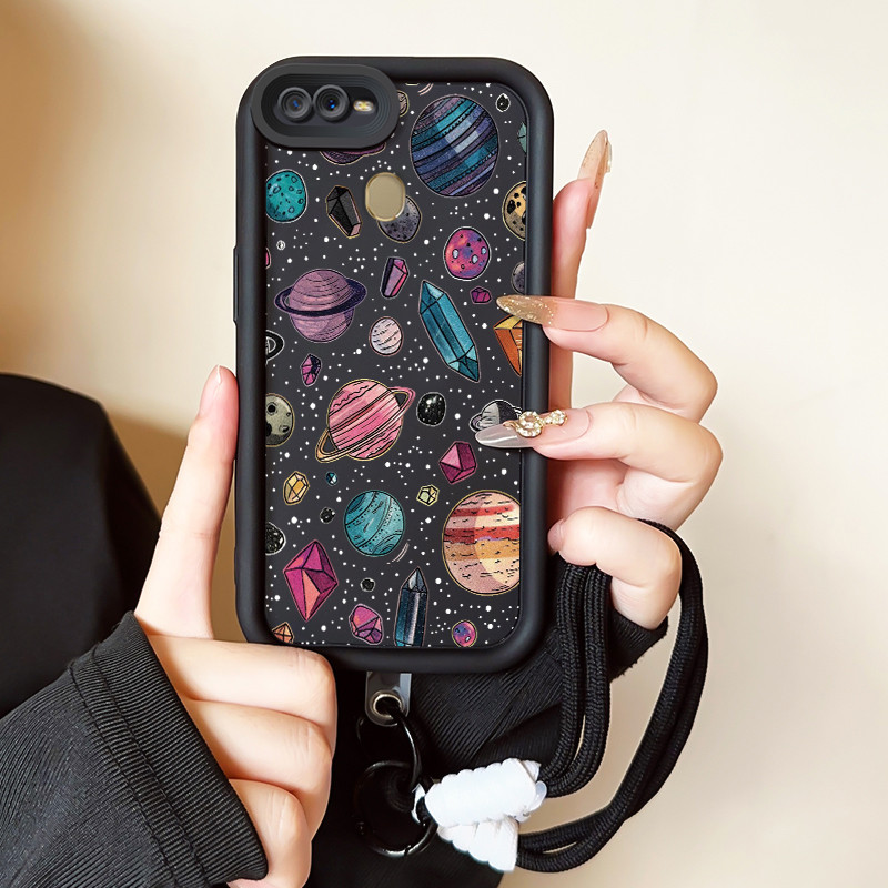 Casing Hp untuk OPPO A7 A5s A12 A12s A11K Case Casing HP Softcase Ponsel Soft Shell dengan Tali Sili