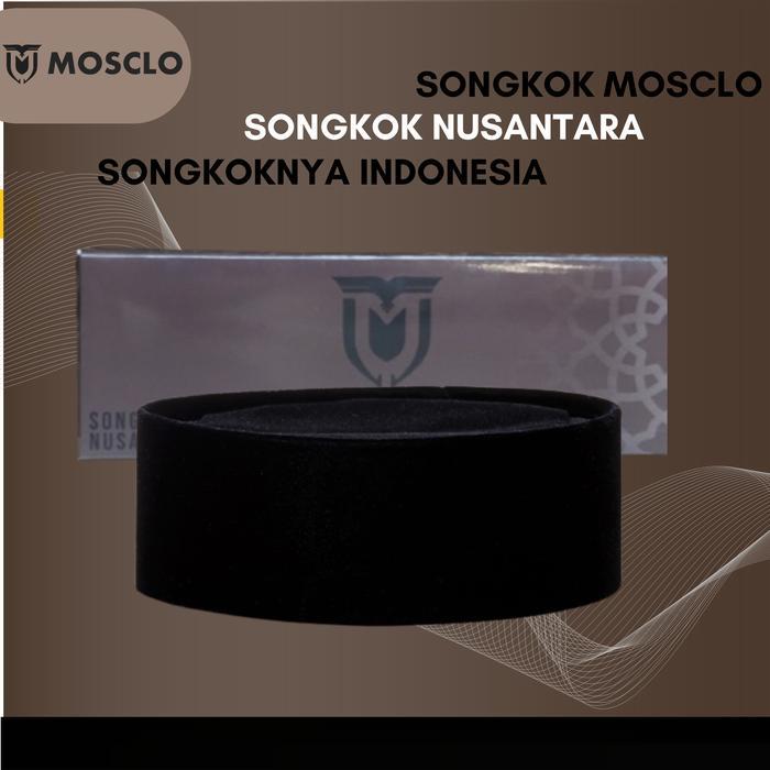 Songkok MOSCLO SUNAN KUDUS Kopiah Nusantara Peci Hitam Ketu Beludru Siap Kirim