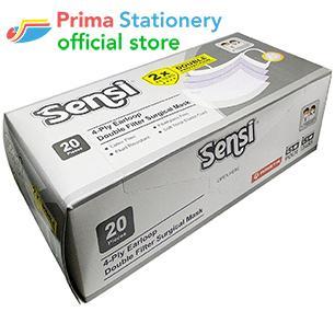 Sensi Mask 4Ply Double Filter Surgical Mask White Earloop /20 Masker 4