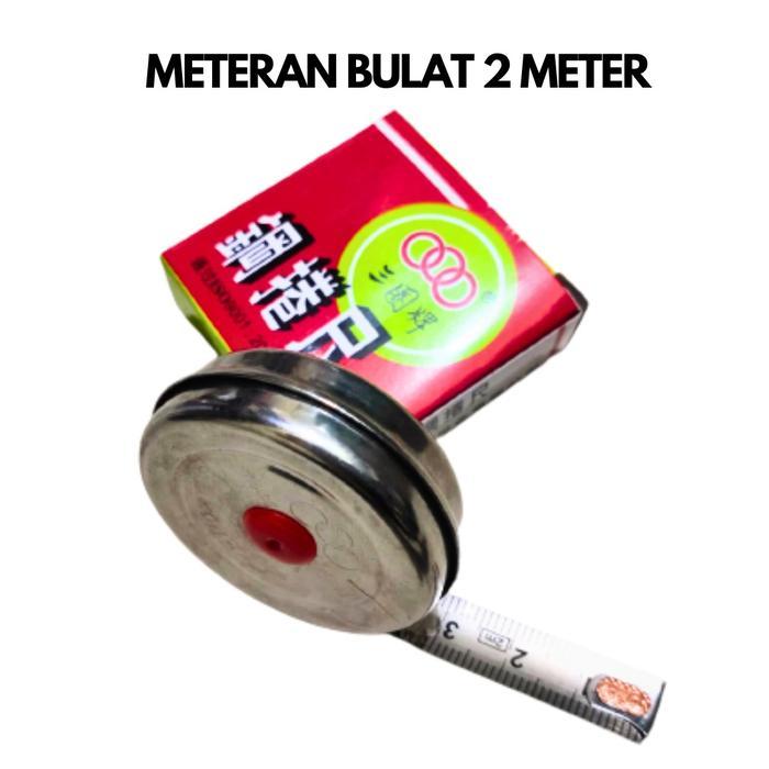 LIE1301 - Meteran Mini Bahan Stainless Steel 2 Meter / Meteran Bulat Meteran Jengkol 2M