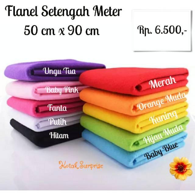 Kain Flanel Setengah Meter / Flanel 50cm x 90cm / Kain Flanel DIY Dekorasi