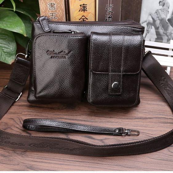 tas selempang pria kulit import - tas pria jinjing - tas hp pinggangtas selempang pria kulit import