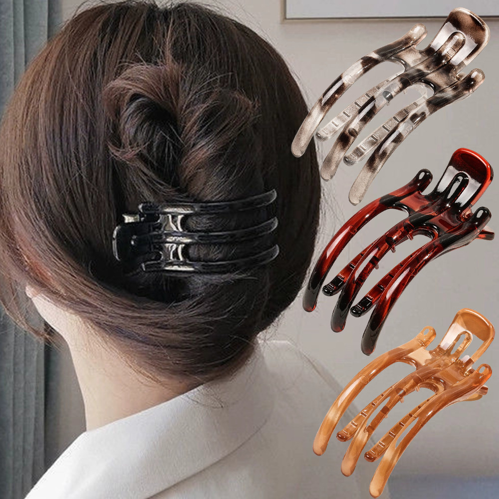 New Duckbill Hair Claws Clamps Crab Barrettes Bow Solid Color Acrylic Hair Clips Fashion Women