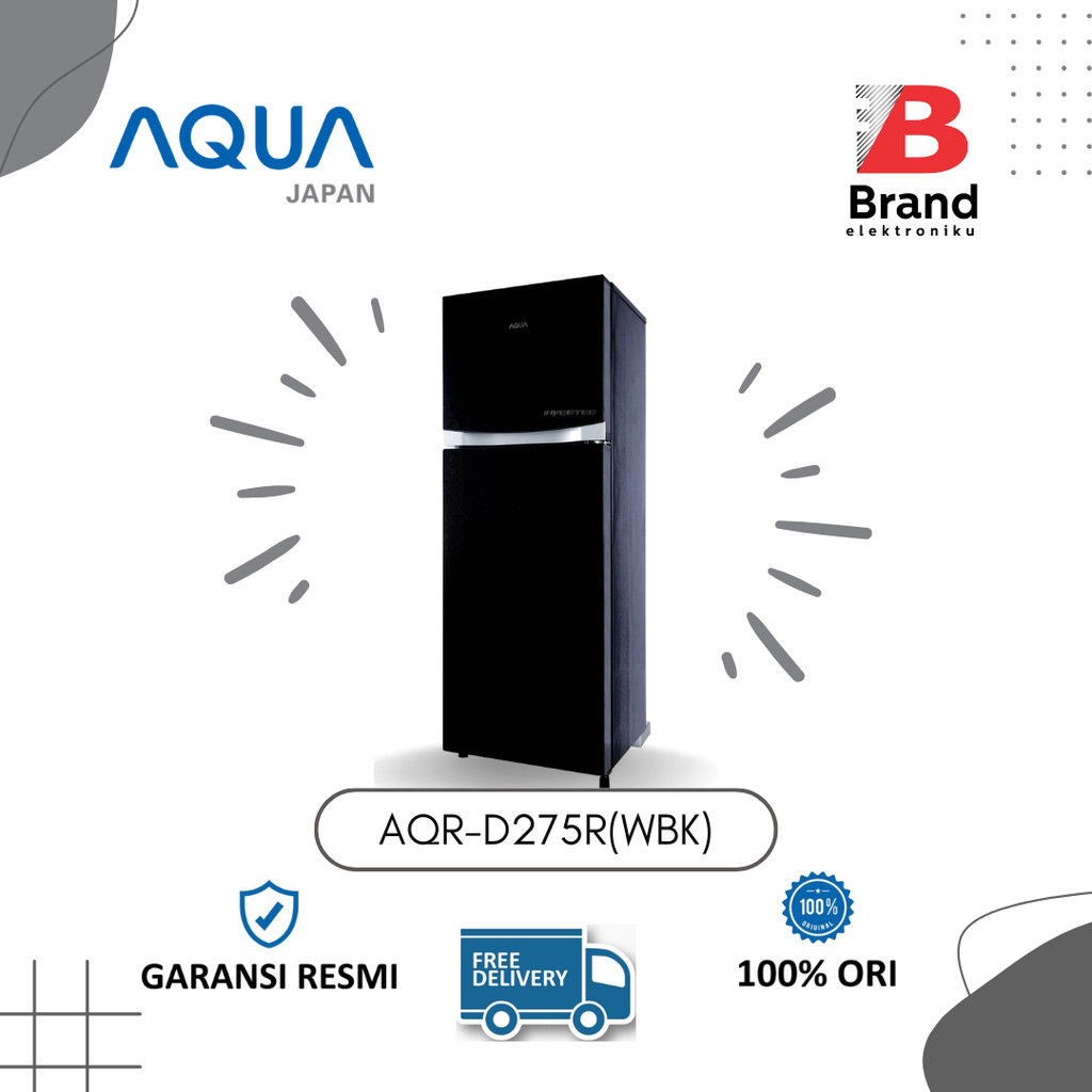kulkas AQUA 2 PINTU AQR-D275R WBK ASI ROOM GARANSI RESMI Warna Hitam Black FREE ONGKIR (JABODETABEK)
