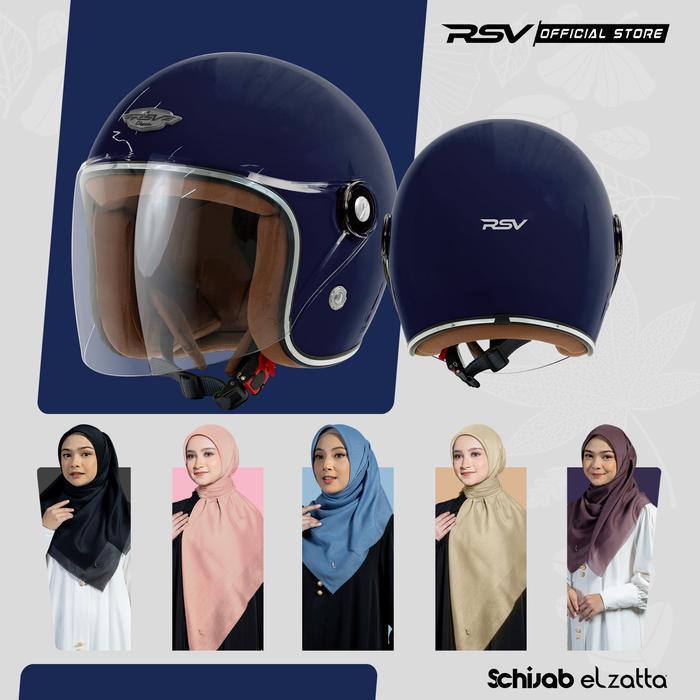 [Bundle Hijab Elzatta] RSV SC Hijab Retro Classic Helm Half Face - Midnight Blue