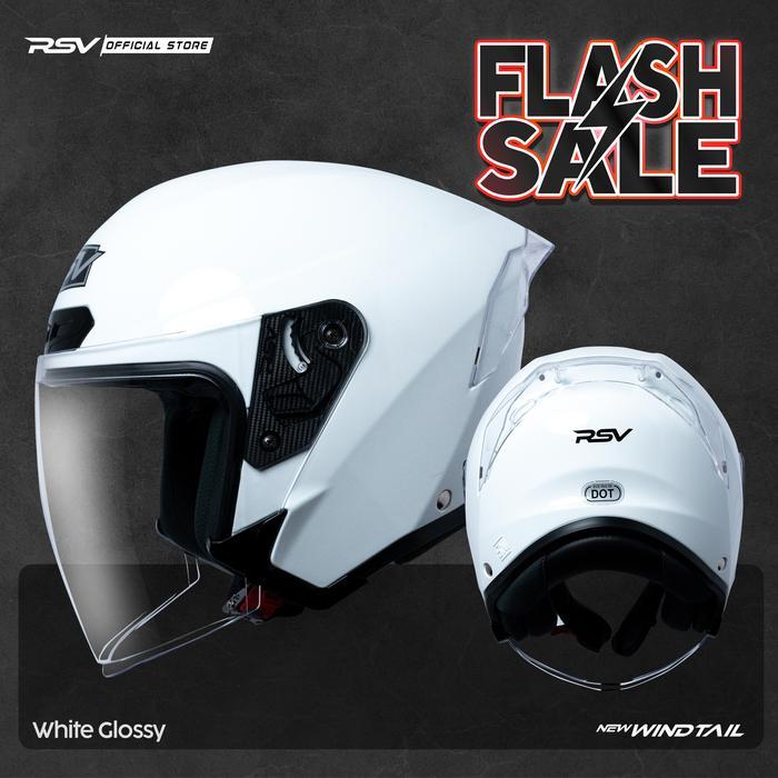 HELM Half Face RSV NEW WINDTAIL WHITE GLOSSY Motorcycle - RSV Helmet
