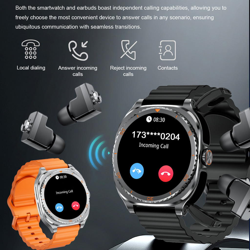 TWS 2in 1 Smart Watch with Headphones Sports Watch Bluetooth Headset Call Watch Men Health Monitor
