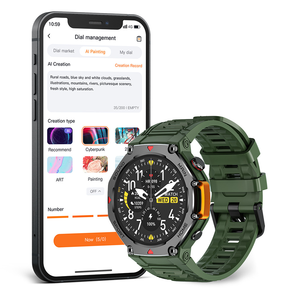 YTOM Microwear MA31 M-Rex4 5ATM Waterproof Smart watch For Men Women Sport SmartWatch with Compass