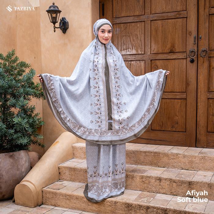 Tazbiya x Kemiso Mukena Rayon Sajadah Allsize - AFIYAH SOFT BLUE