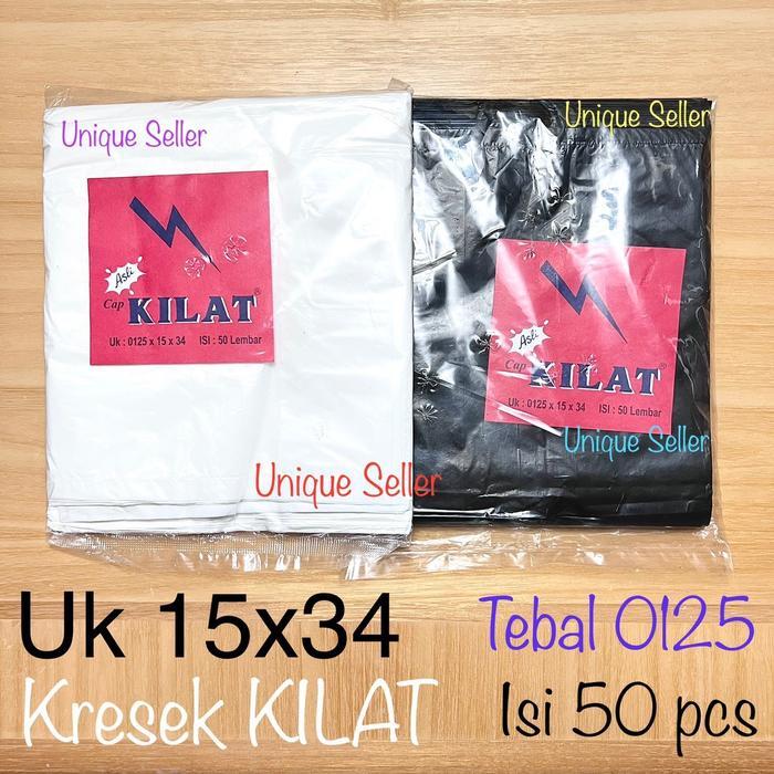 Kresek KILAT 15x34 isi 50 pcs / Kantong Kresek Bola Api Uk 15 Putih Hitam / Kresek Kilat Bola Api