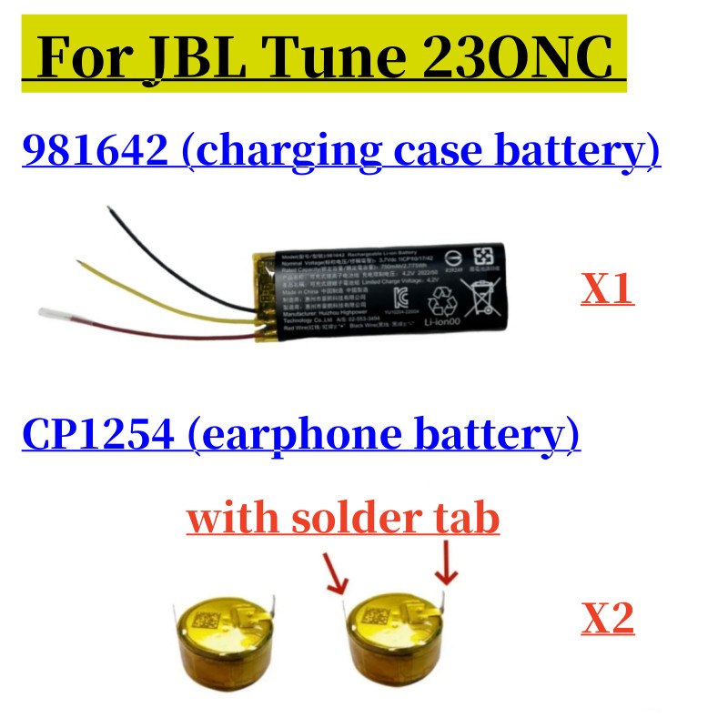 981642 750mAh Lithium Battery for JBL Tune 230NC 230 NC TUNE230NC TWS Wireless Bluetooth Earphone