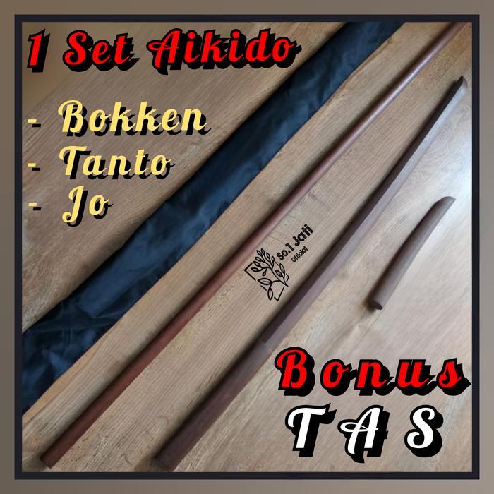 1 Set Aikido (Bokken, Jo, Tanto) Termurah & Terlaris