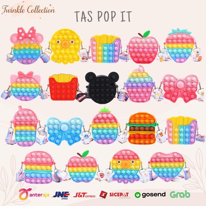 POP IT Tas Selempang Anak & Bubble Push Fidget Toys Bag Rainw