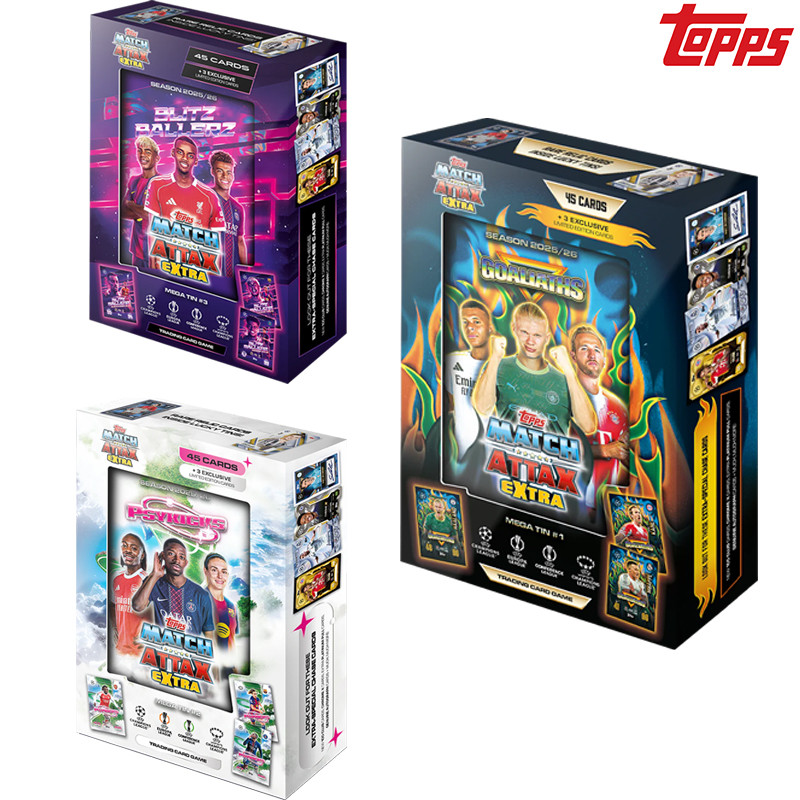 Topps UCC Match Attax Extra 2026 Mega Tin Box Psykicks Blitzballers Goliaths signature Collection