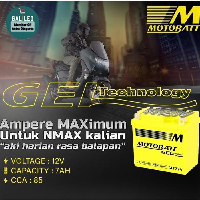 Aki Motor Nmax Old, Nmax Lama, Aerox, Lexi Motobatt Mtz7V 7Ampere Asli