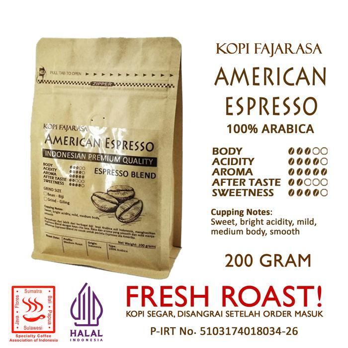 Original Kopi Fajarasa American Espresso Biji Kopi Espresso Blend 200 Gram