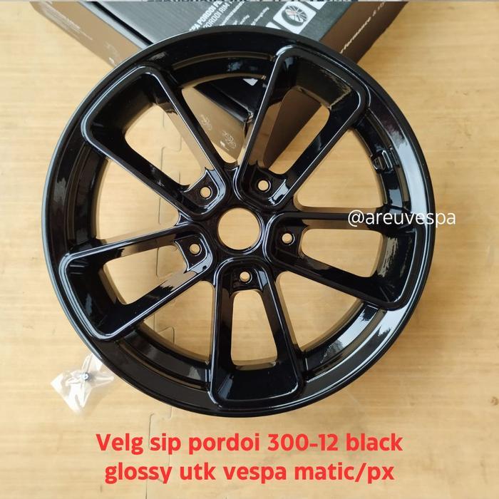 Velg sip pordoi 300-12 black glossy utk vespa matic/px