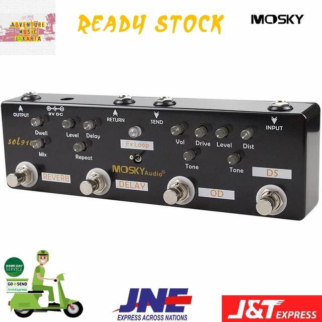 READY MOSKY SOL918 Efek Gitar DISTORTION OVERDRIVE FX LOOP DELAY REVERB 5in1