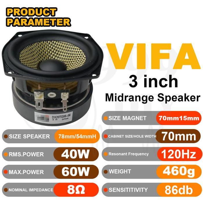 SALE 999DIY VIFA 3 inci 8 40W Speaker Midrange Mobil Speaker Audio Mobil Aksesori Speaker Mobil
