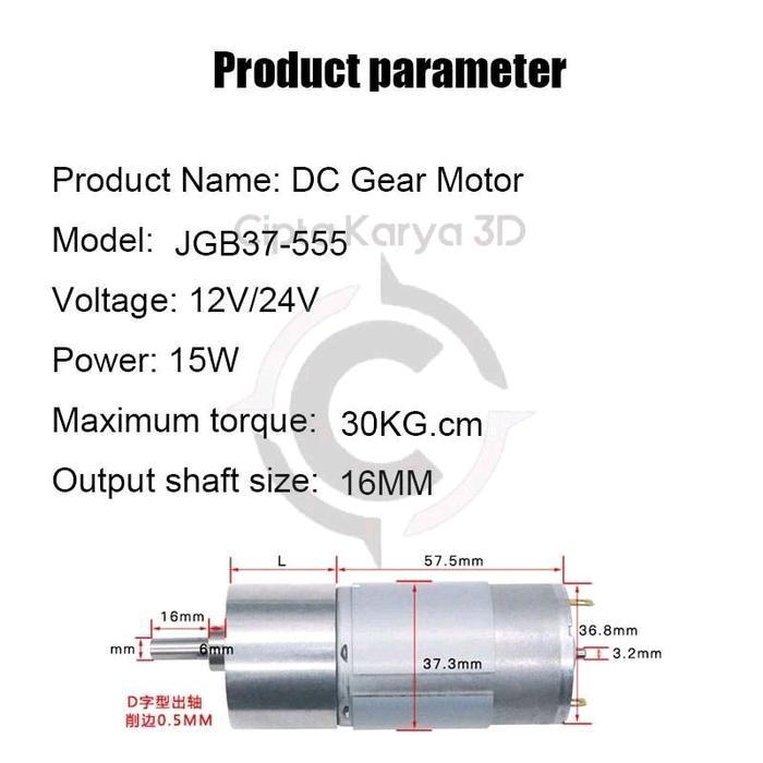 Terbaik Dc Motor Dinamo 12V 24V Gearbox 37Gb 555 545 520 Jgy370 Kecepatan 5-200Rpm Bracket Pwm Speed