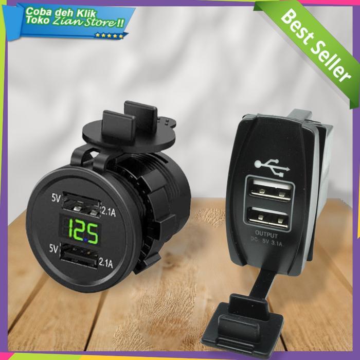 Vention Smart - Charger Charge Hp Mobil Motor Matic Truk 2 Usb Anti Air 12 - 24 Volt