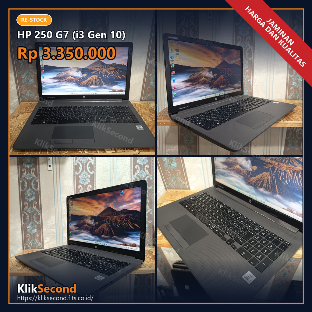 HP 250 G7 Core i3 Gen 10 Second RAM 8GB | SSD 256GB | 15.6 inch FHD | Keyboard Jepang