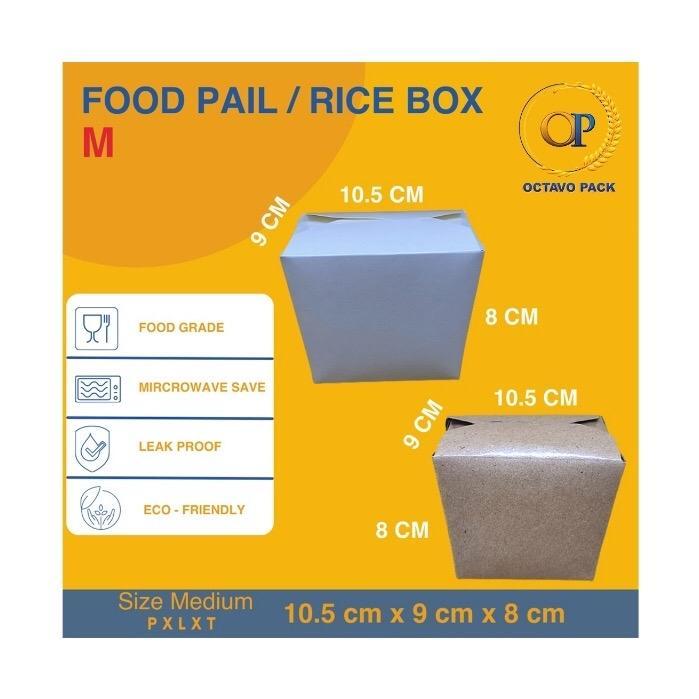 Promo Food Pail Polos / Food Pail Kraft / Food Pail M L / Rice Box / Paper Food Pail (Isi 50 Pcs)