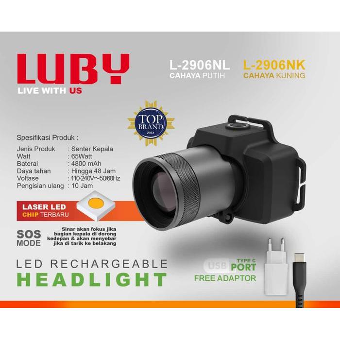 Senter Kepala Zoom Luby 65 Watt / Headlamp Zoom Luby L2906/2906/2906Nl