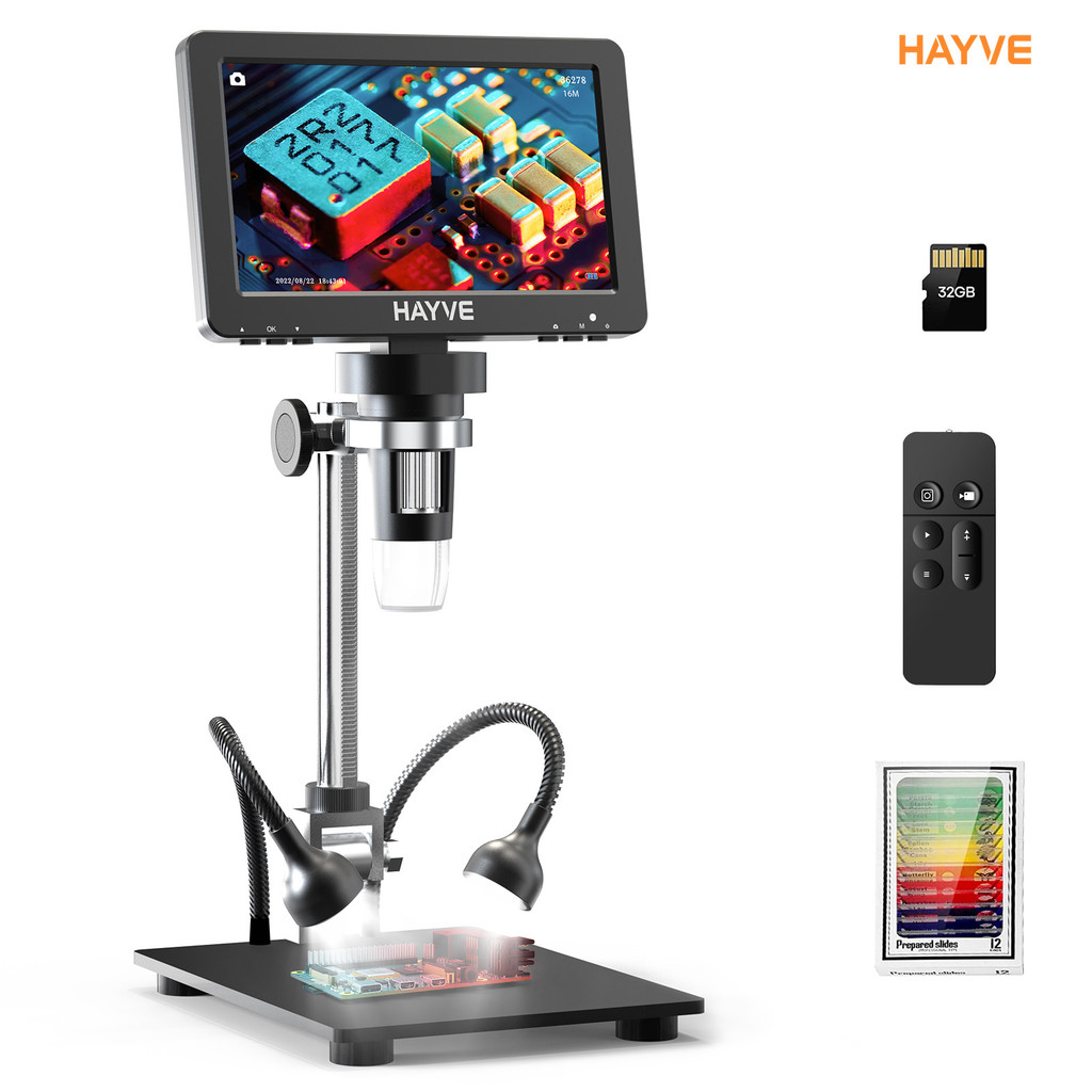 Hayve 7'' HDMI Digital Microscope 1200X Coin Microscope with IPS Screen 16MP Soldering Microscope