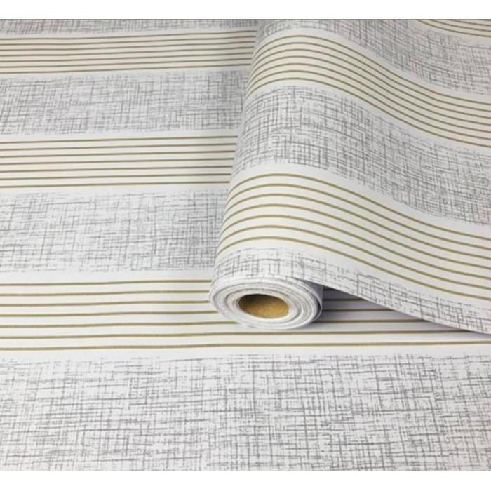 Wallpaper Sticker Dinding 3D Salur Abu Gold Garis Walpaper Stiker