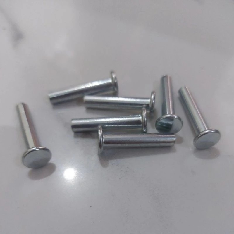 paku sekrup Keling Besi M5x26 Kepala Rata Putih Galvanis Blue Plating paku sekrup Keling Kepala Rata