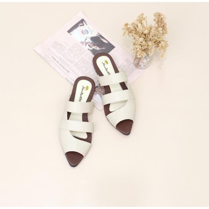 Sandal Mules Wanita Jambrella Claudia Cream Sandal Mules Simple