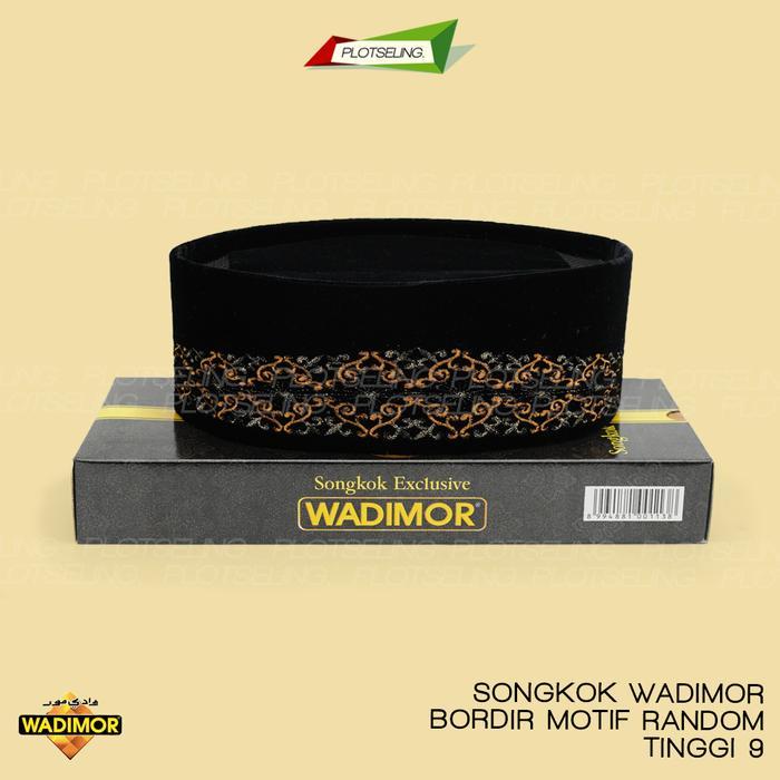 Peci Kopiah Songkok Hitam WADIMOR BORDIR Motif Kembang Batik Nusantara Beludru Peon Korea NON AC