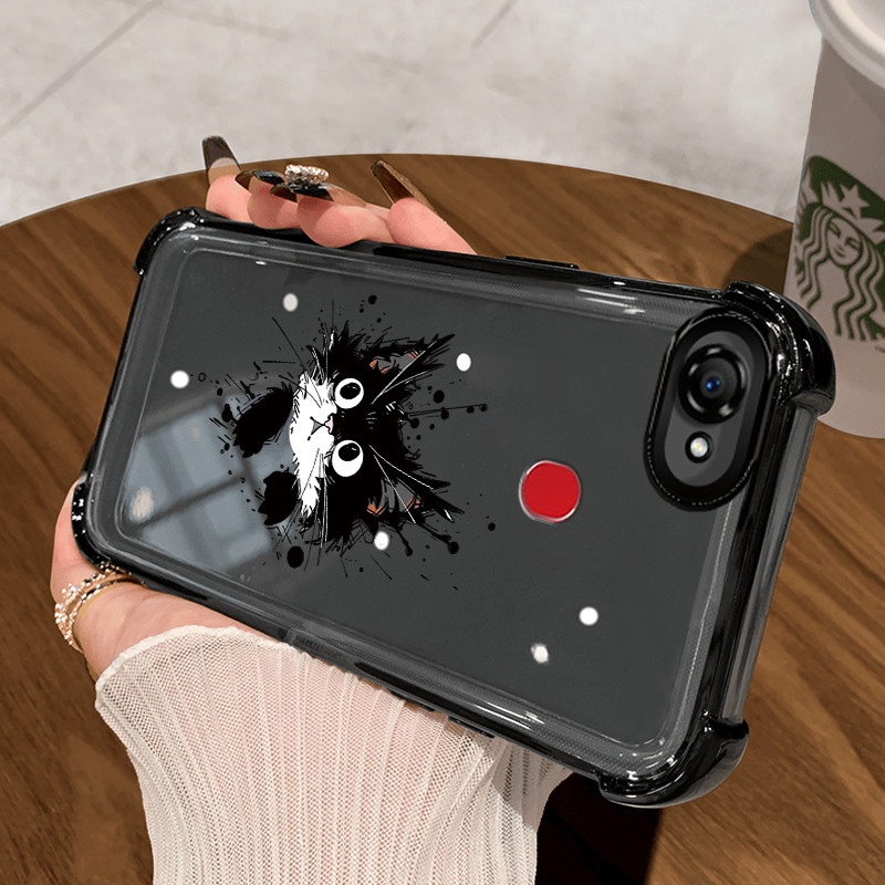 Casing Hp untuk OPPO F7 Case Kucing kocak banget Kasing Cesing plating Airbag With Lens Protector Ke