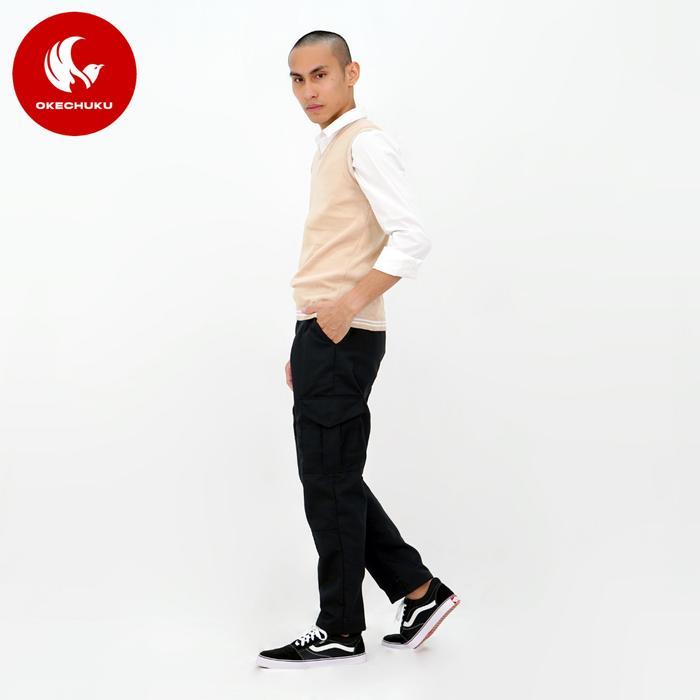 nfe3- Okechuku Rompi Rajut Pria Vest Rajut Pria Krem List Putih Vest Pria