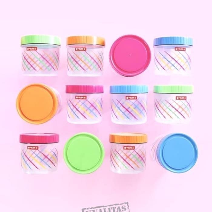 Toples Kecil Lion Star Tiffany Pendek Plastik Warna Awet Murah Tebal Kedap Tutup Drat Putar Toples M