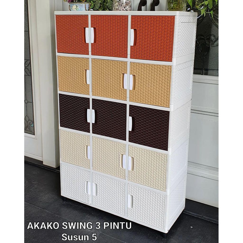 Lemari Plastik Akako Swing 3 Pintu/Lemari Pakaian Akako/Lemari Penyimpanan Serbaguna Akako/3 Pintu