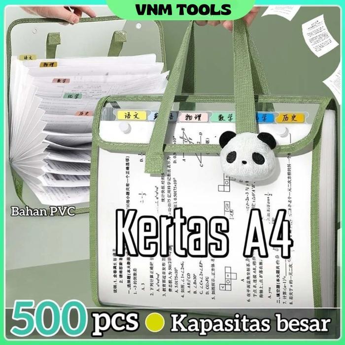 Transparan File Folder A4 13 Sekat Document Bag Map Dokumen Aesthetic Expanding File Map, Warna Acak
