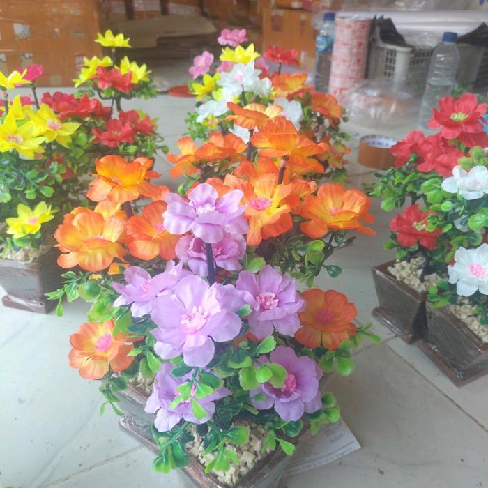Semanggi bunga mini tinggi 23cm/ bunga hias artificial / bunga plastik /hiasan ruang sudut/ dekorasi