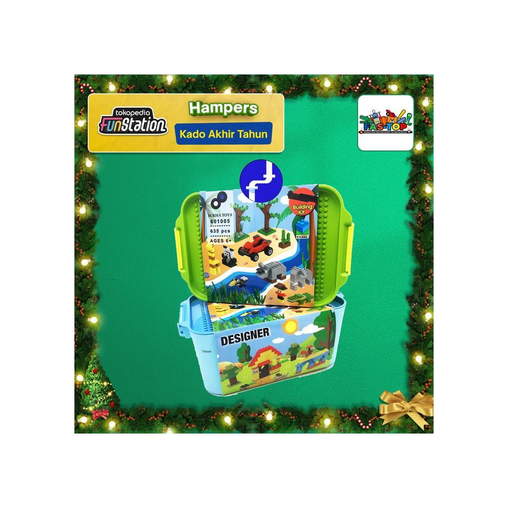 Funbox Kids - Mainan Anak Building Block Kit Panlos Brick Wange Designer 635 Pcs Box