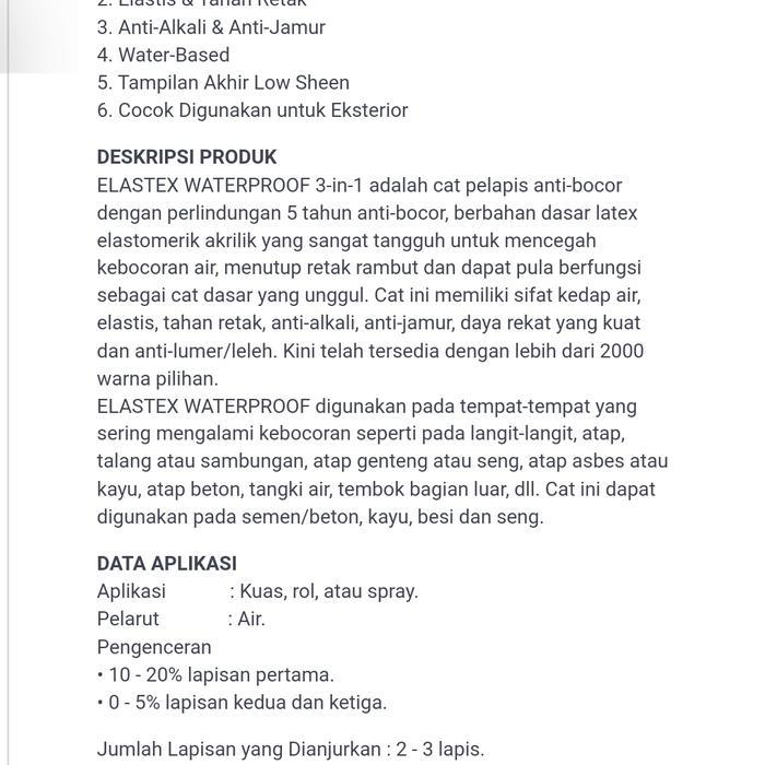 Cat Pelapis Anti Bocor Nippon Paint Elastex 4 Kg, Nippon Elastex Galon