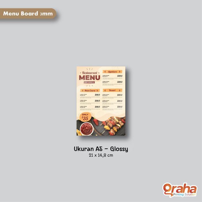 Cetak Daftar Menu Board / Papan Menu / Menu Resto